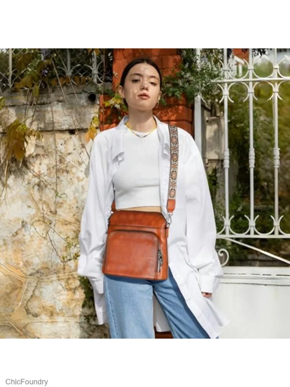 Leather Crossbody Bag with Multi Pockets Medium Shoulder Purse Travel